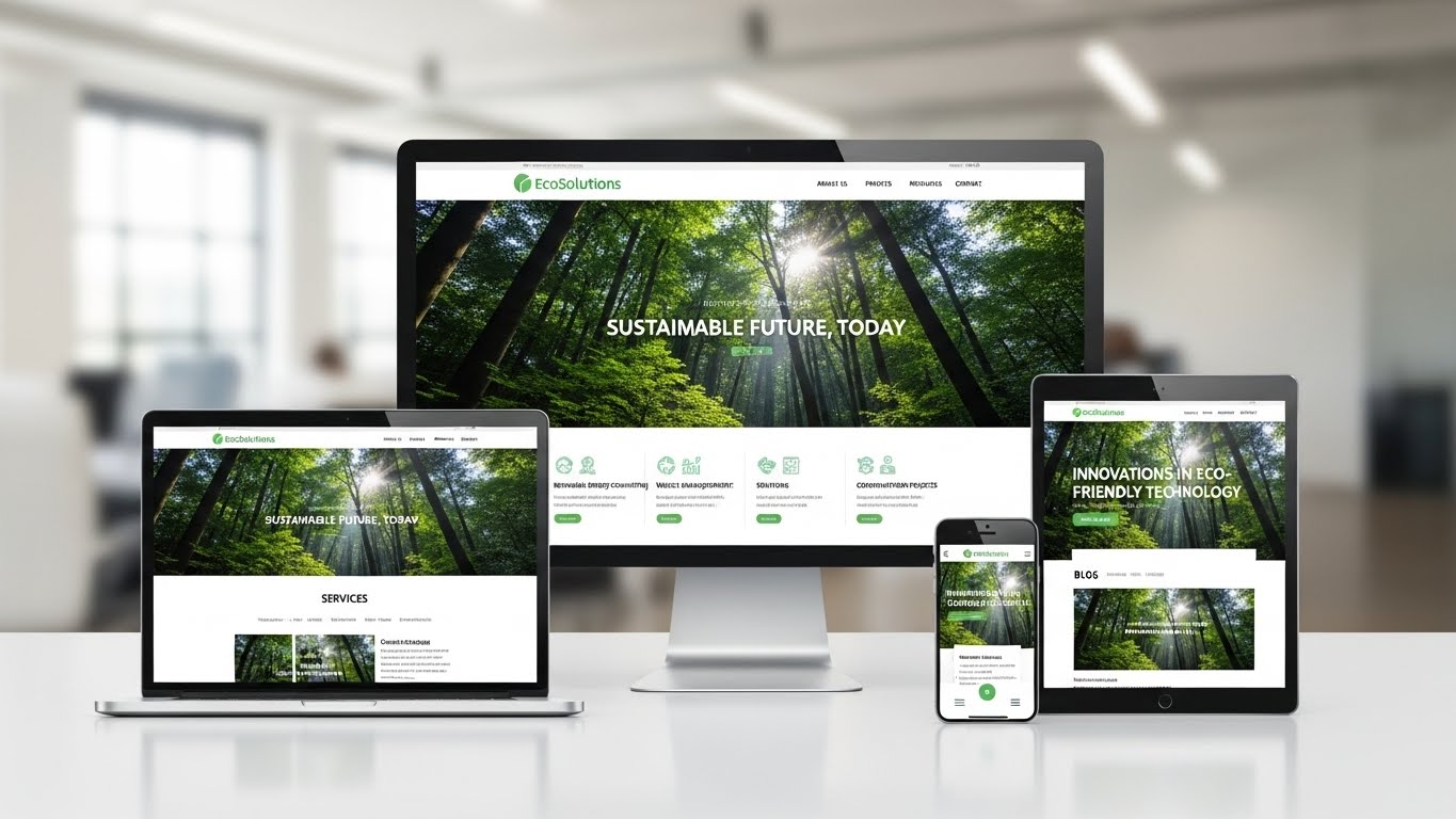 Giao diện website c&ocirc;ng ty m&ocirc;i trường chuy&ecirc;n nghiệp tr&ecirc;n nhiều thiết bị 