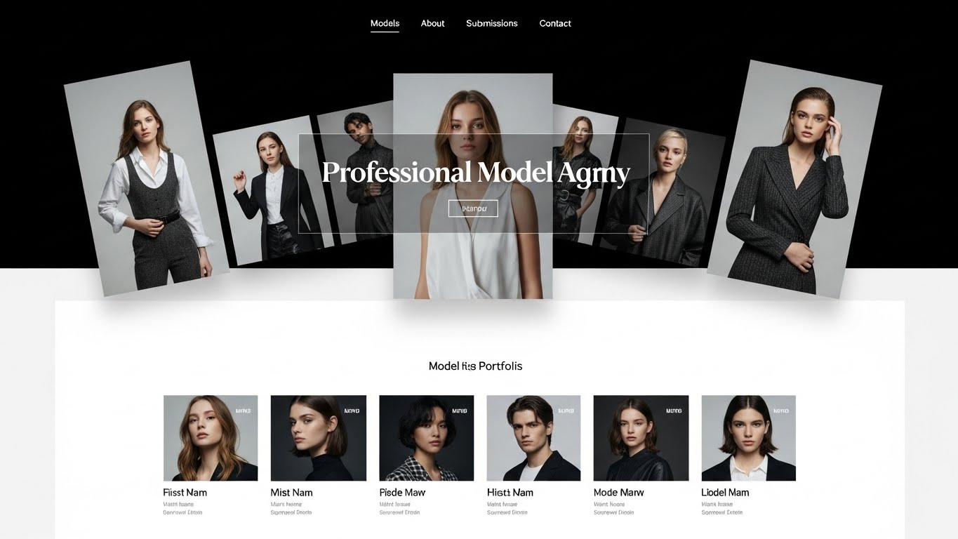 Giao diện website c&ocirc;ng ty người mẫu hiện đại, chuy&ecirc;n nghiệp với h&igrave;nh ảnh lớn 