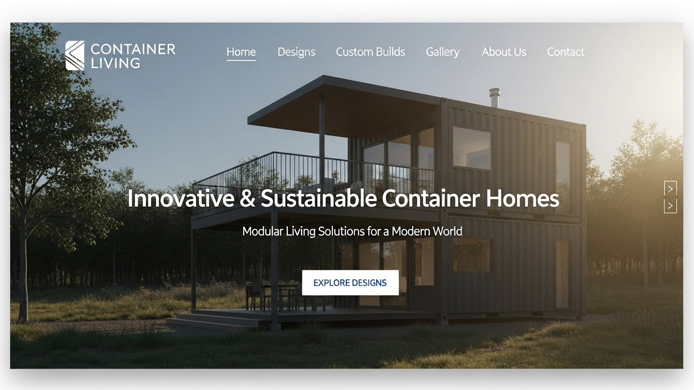 Giao diện website c&ocirc;ng ty nh&agrave; container hiện đại, chuy&ecirc;n nghiệp 