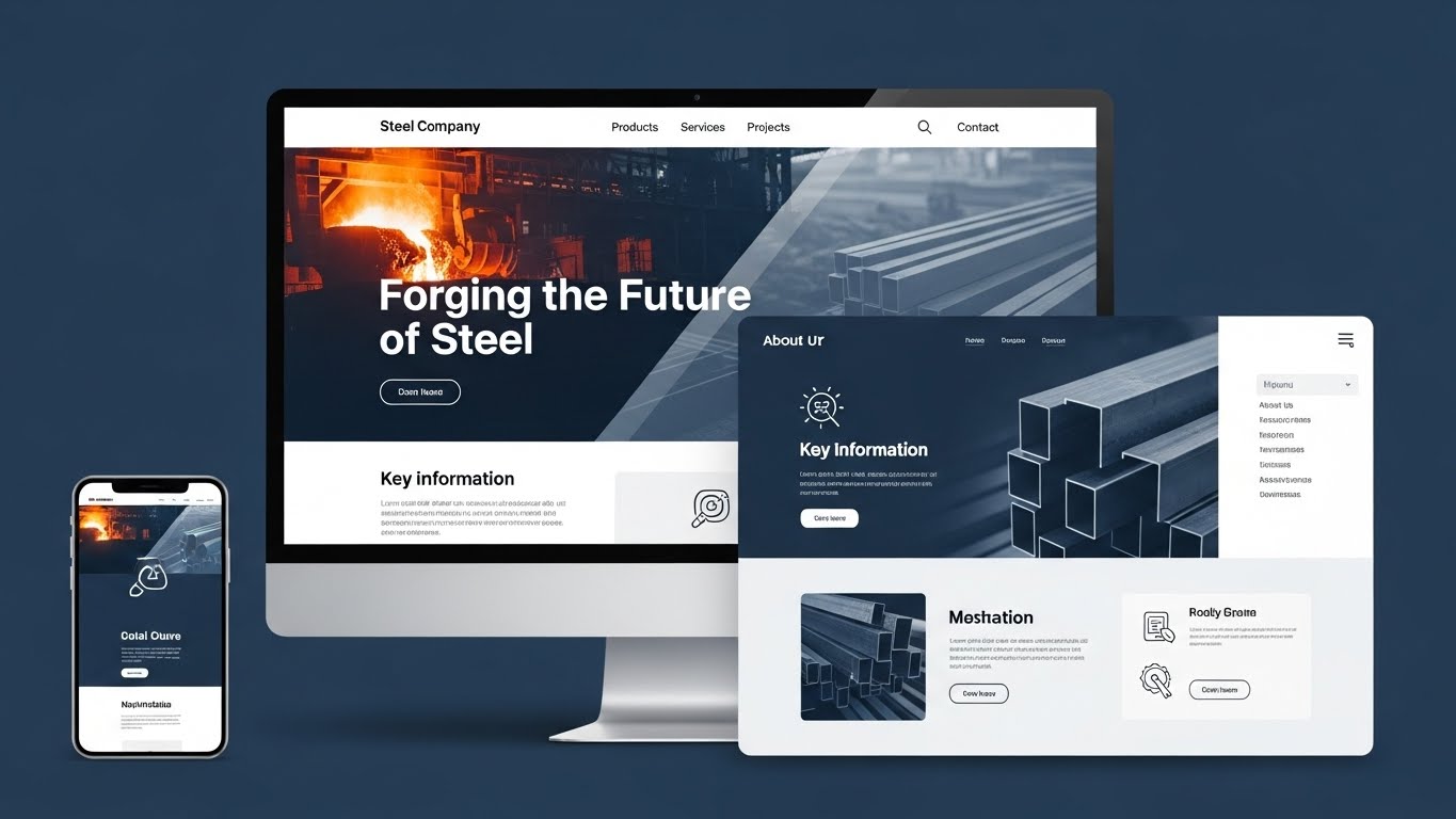 Giao diện website c&ocirc;ng ty th&eacute;p chuy&ecirc;n nghiệp v&agrave; hiện đại 