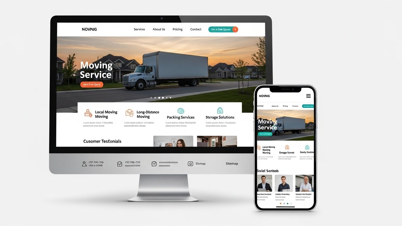 Giao diện website dịch vụ chuyển nh&agrave; chuy&ecirc;n nghiệp, hiện đại tr&ecirc;n m&aacute;y t&iacute;nh v&agrave; điện thoại. 