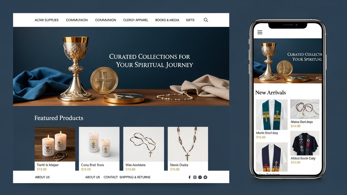 Giao diện website đồ thờ c&uacute;ng chuy&ecirc;n nghiệp, trang nh&atilde; tr&ecirc;n m&aacute;y t&iacute;nh v&agrave; điện thoại. 