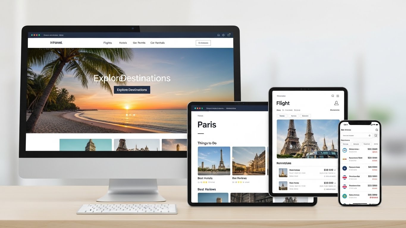 Giao diện website du lịch hiện đại, thu h&uacute;t tr&ecirc;n nhiều thiết bị 