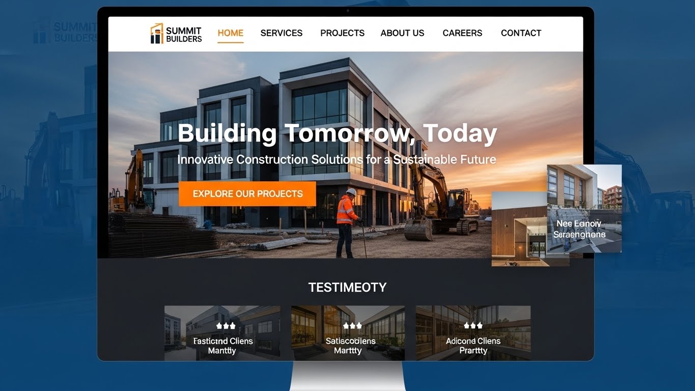 Giao diện website giới thiệu c&ocirc;ng ty x&acirc;y dựng chuy&ecirc;n nghiệp v&agrave; hiện đại. 
