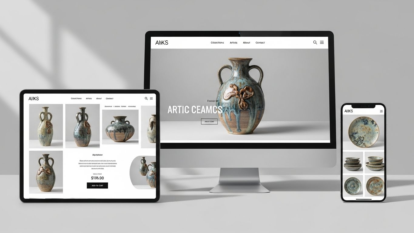 Giao diện website gốm sứ mỹ nghệ trên nhiều thiết bị