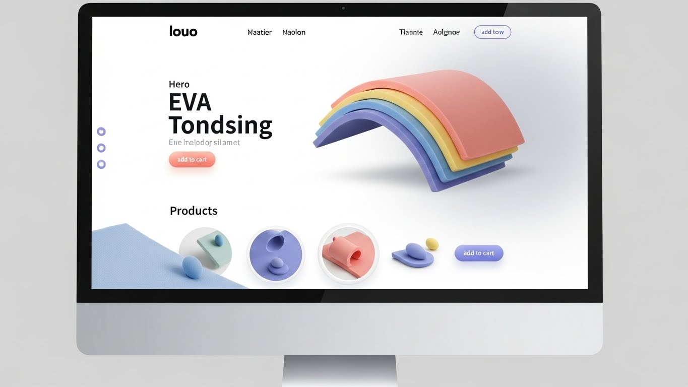 Giao diện website m&uacute;t xốp EVA hiện đại, sạch sẽ tr&ecirc;n m&aacute;y t&iacute;nh 