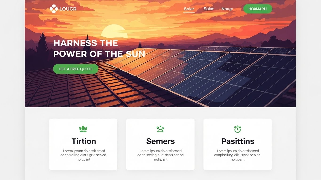 Giao diện website năng lượng mặt trời với c&aacute;c t&iacute;nh năng ch&iacute;nh nổi bật 