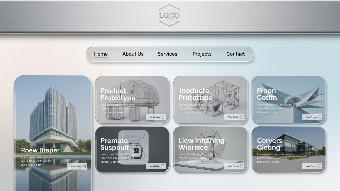 Giao diện website nh&ocirc;m k&iacute;nh hiển thị c&aacute;c dự &aacute;n đ&atilde; ho&agrave;n th&agrave;nh 