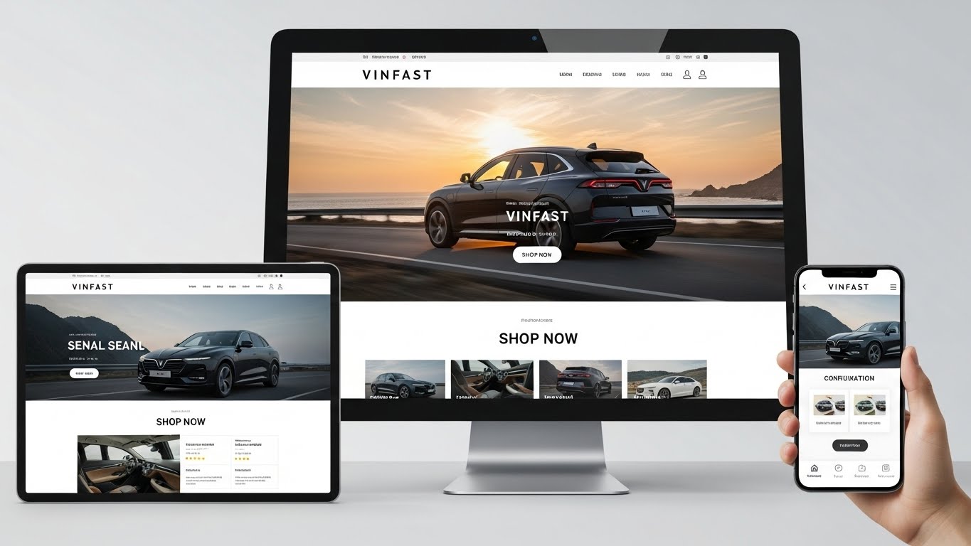 Giao diện website ô tô Vinfast hiện đại trên nhiều thiết bị