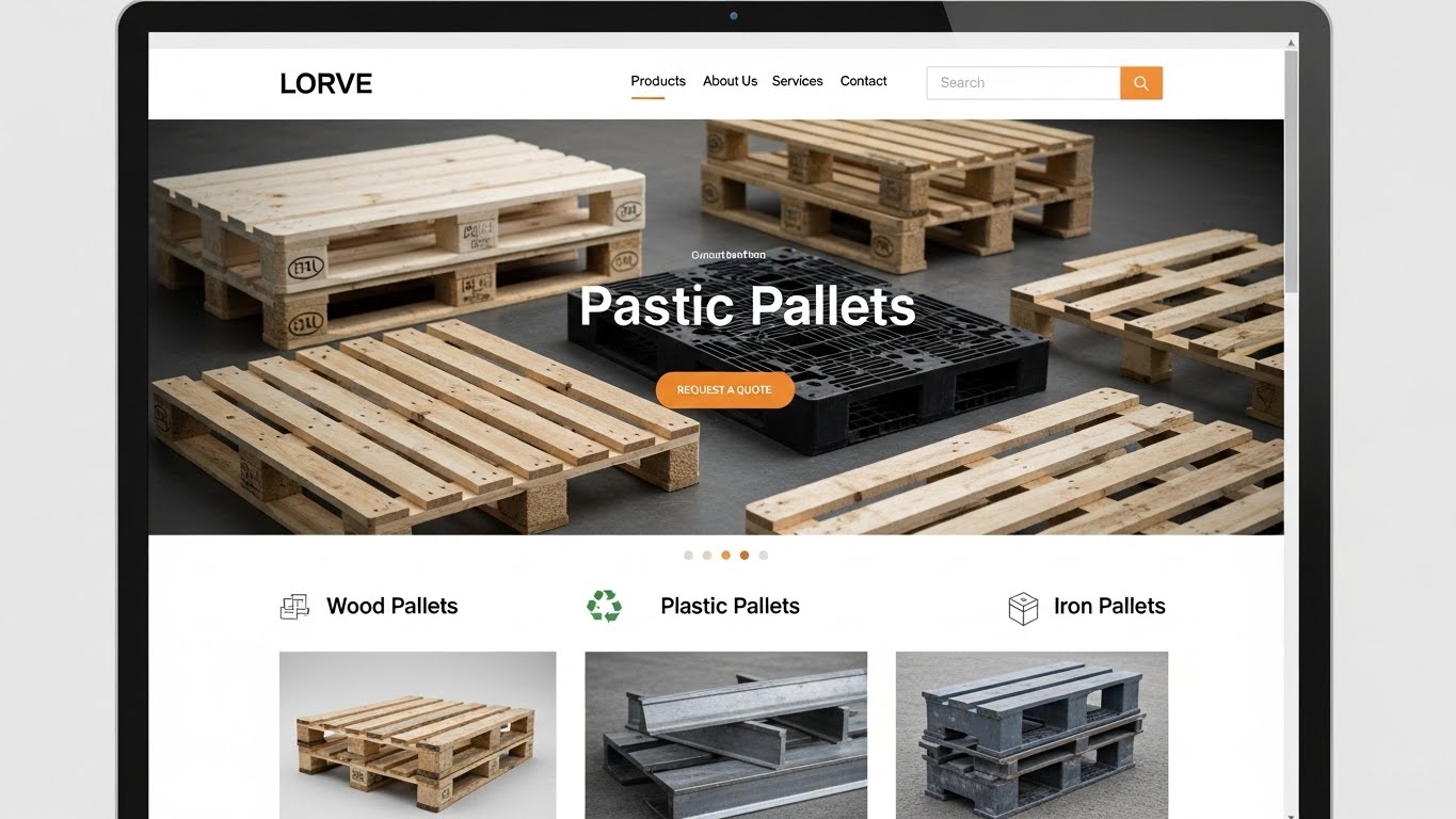 Giao diện website pallet trưng b&agrave;y sản phẩm gỗ, nhựa, sắt 