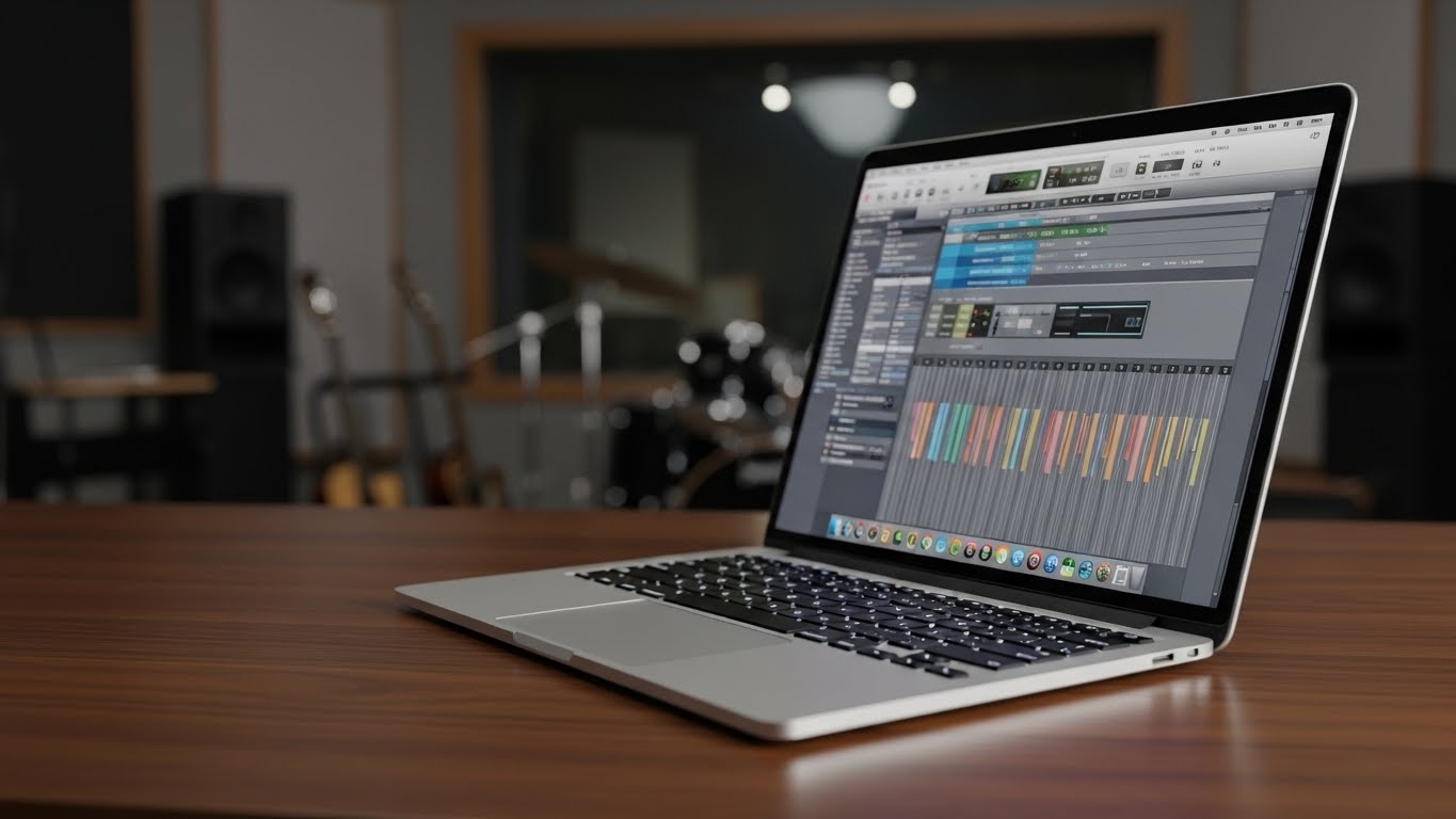 Giao diện website ph&ograve;ng thu &acirc;m chuy&ecirc;n nghiệp tr&ecirc;n laptop 