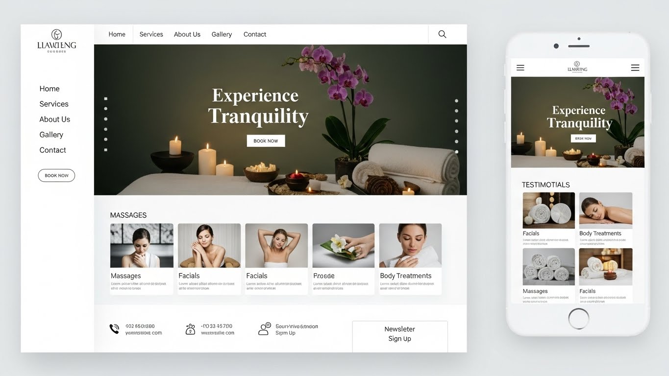 Giao diện website spa sang trọng, tinh tế tr&ecirc;n m&aacute;y t&iacute;nh v&agrave; điện thoại 