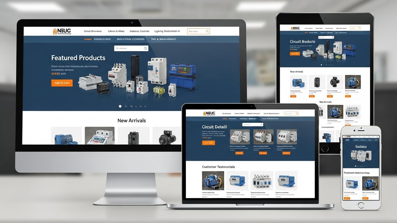 Giao diện website thiết bị điện chuy&ecirc;n nghiệp tr&ecirc;n nhiều thiết bị 