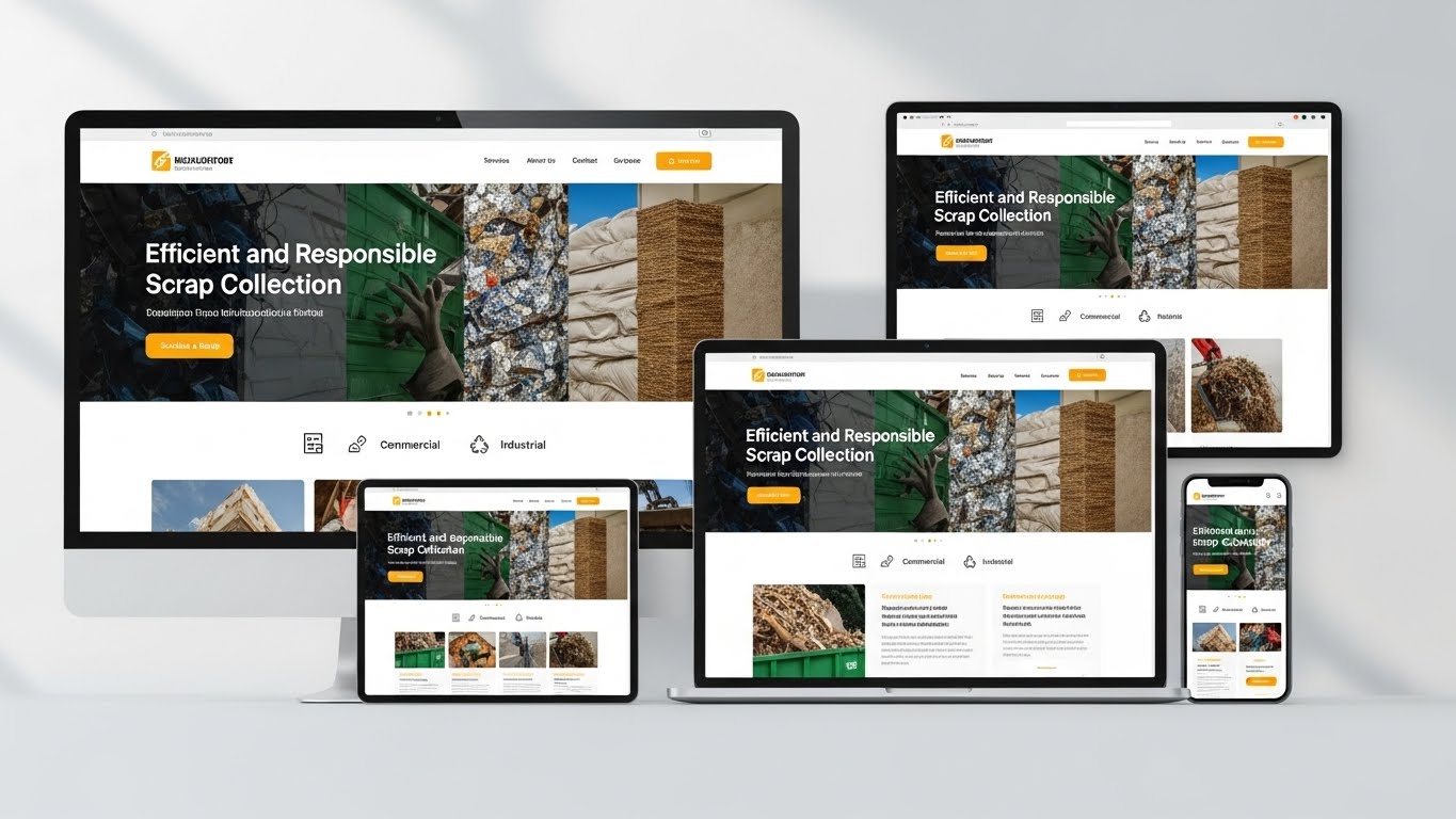Giao diện website thu mua phế liệu chuy&ecirc;n nghiệp tr&ecirc;n nhiều thiết bị kh&aacute;c nhau, thể hiện sự hiện đại v&agrave; tin cậy 