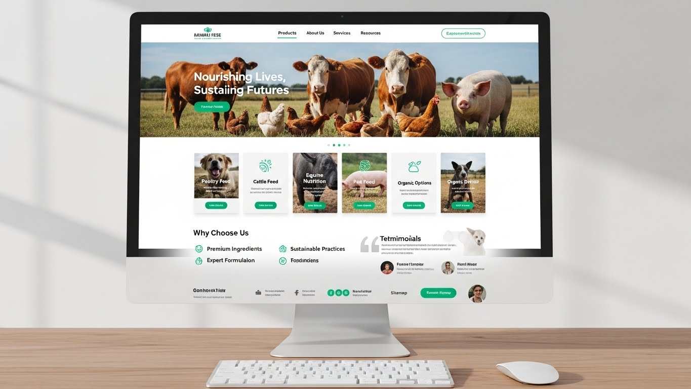 Giao diện website thức ăn chăn nu&ocirc;i chuy&ecirc;n nghiệp tr&ecirc;n m&aacute;y t&iacute;nh 