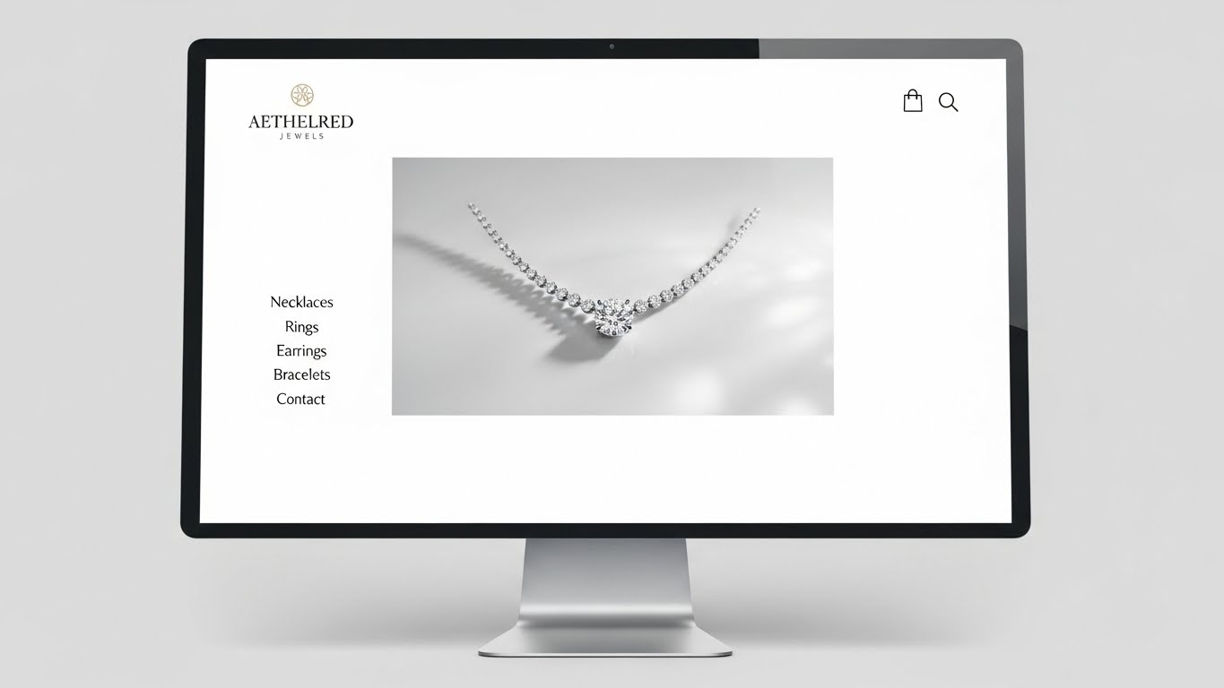 Giao diện website trang sức sang trọng với bố cục tối gian 