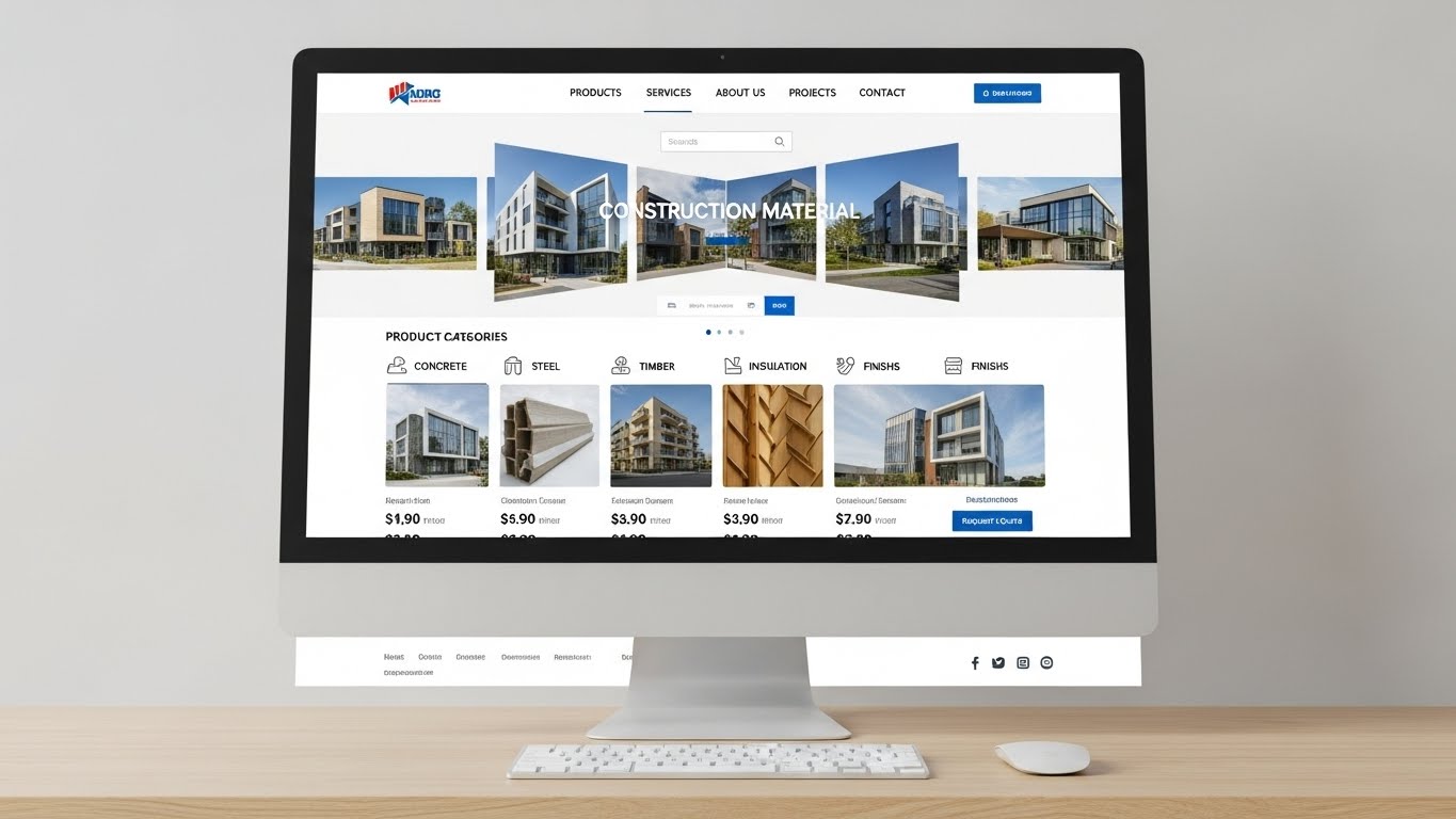 Giao diện website vật liệu x&acirc;y dựng chuy&ecirc;n nghiệp, hiện đại tr&ecirc;n m&aacute;y t&iacute;nh 