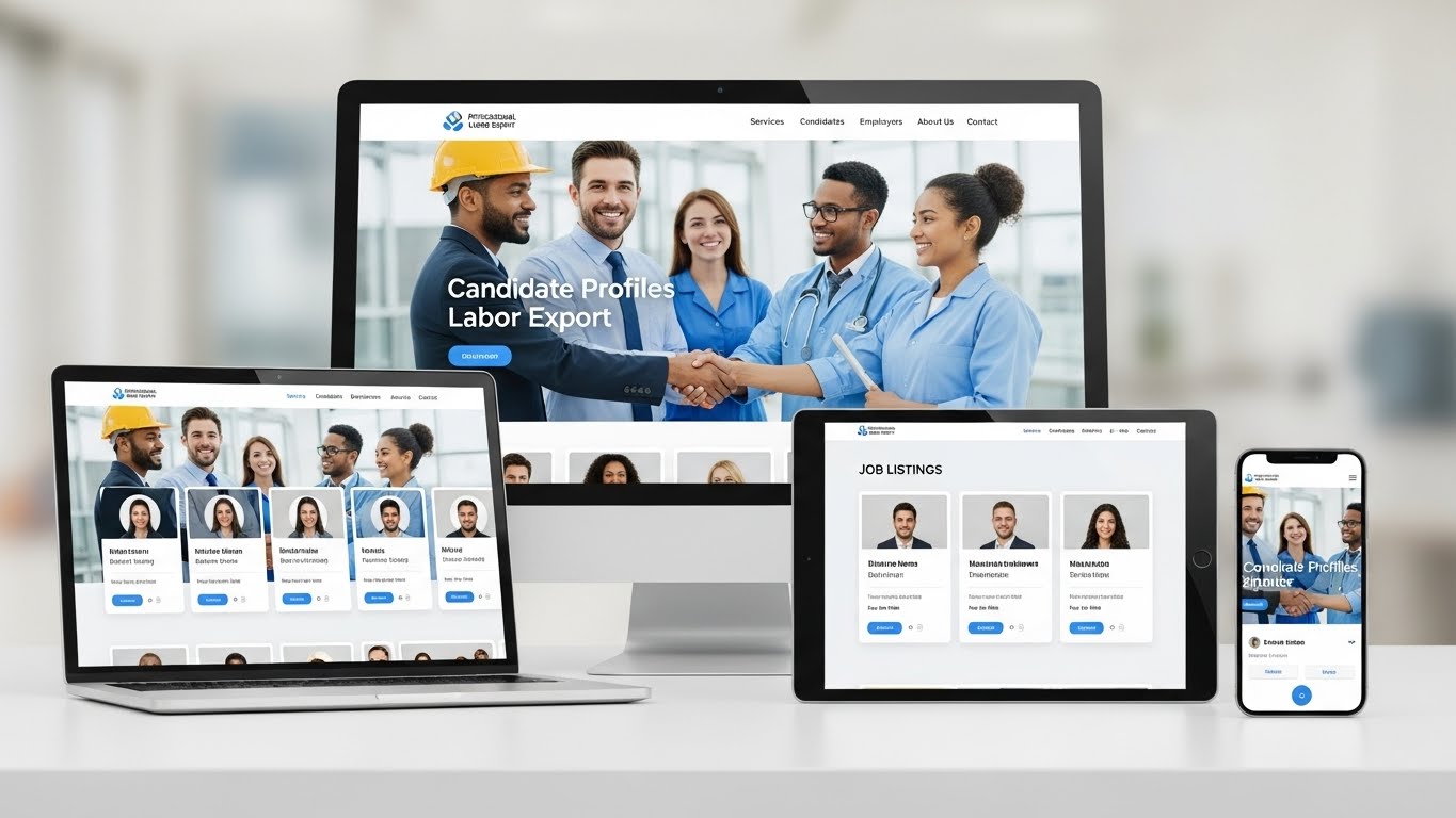 Giao diện website xuất khẩu lao động chuy&ecirc;n nghiệp tr&ecirc;n nhiều thiết bị 