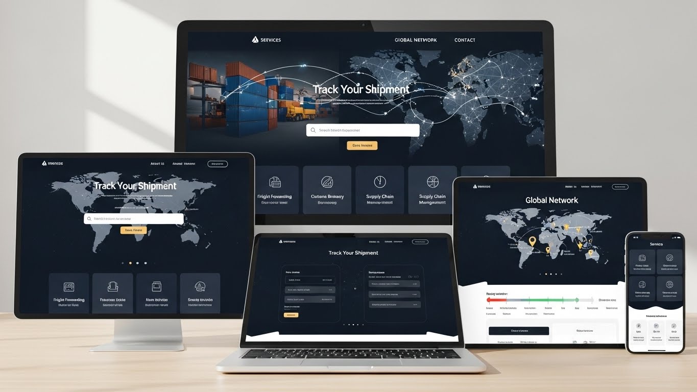 Giao diện website xuất nhập khẩu chuy&ecirc;n nghiệp hiển thị tr&ecirc;n nhiều thiết bị 