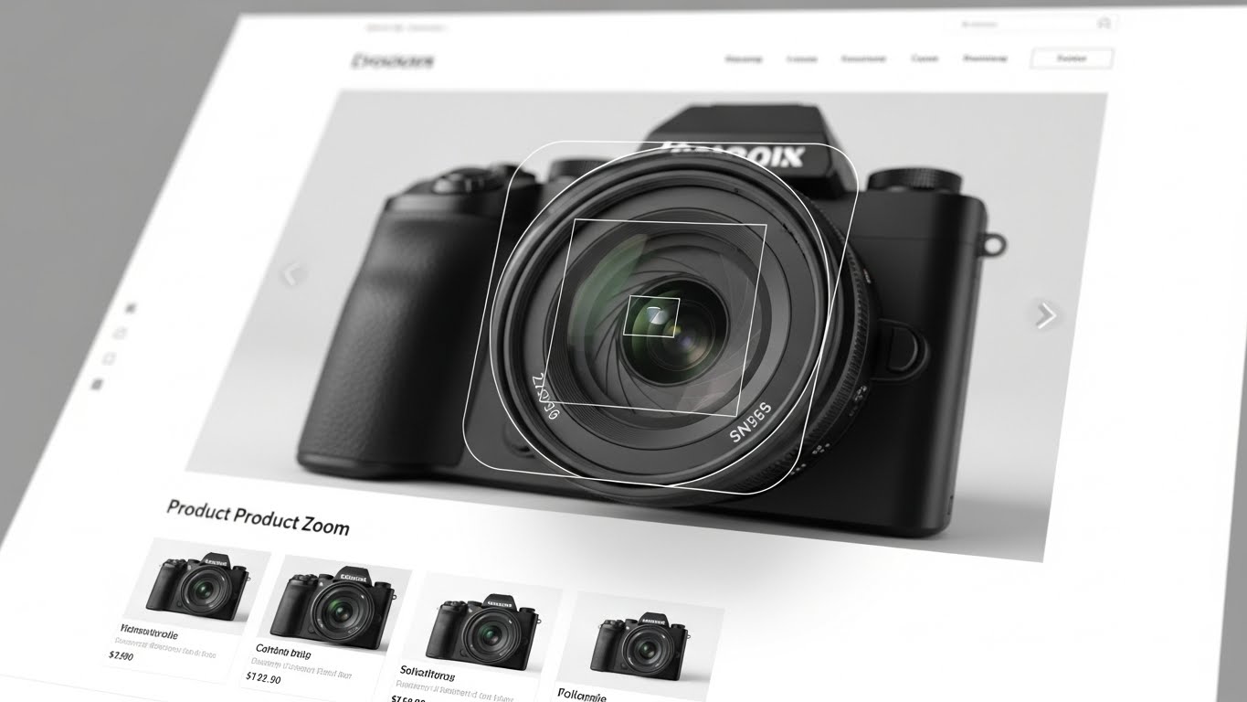 Hiệu ứng zoom sản phẩm camera tr&ecirc;n giao diện website hiện đại 