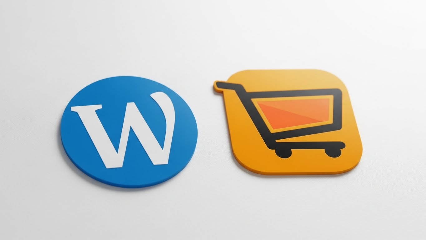 Logo của WordPress v&agrave; WooCommerce đặt cạnh nhau 