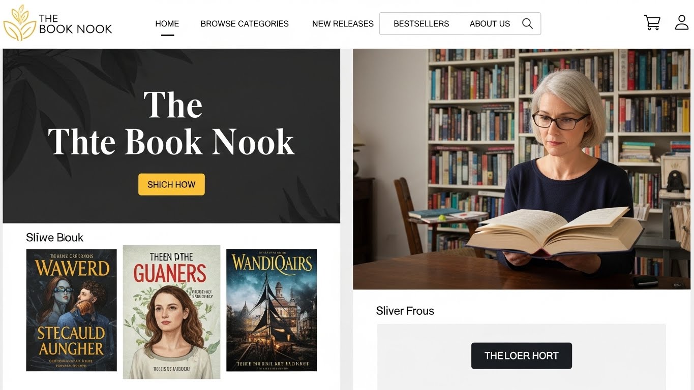 Một giao diện website b&aacute;n s&aacute;ch hiện đại, sạch sẽ với c&aacute;c cuốn s&aacute;ch nổi bật 