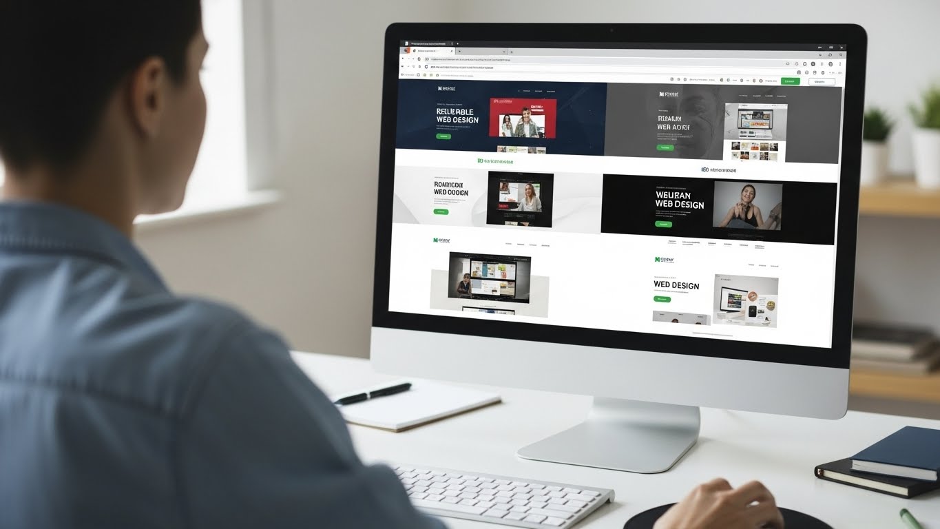Một người đang lựa chọn giữa các công ty thiết kế web uy tín trên máy tính 