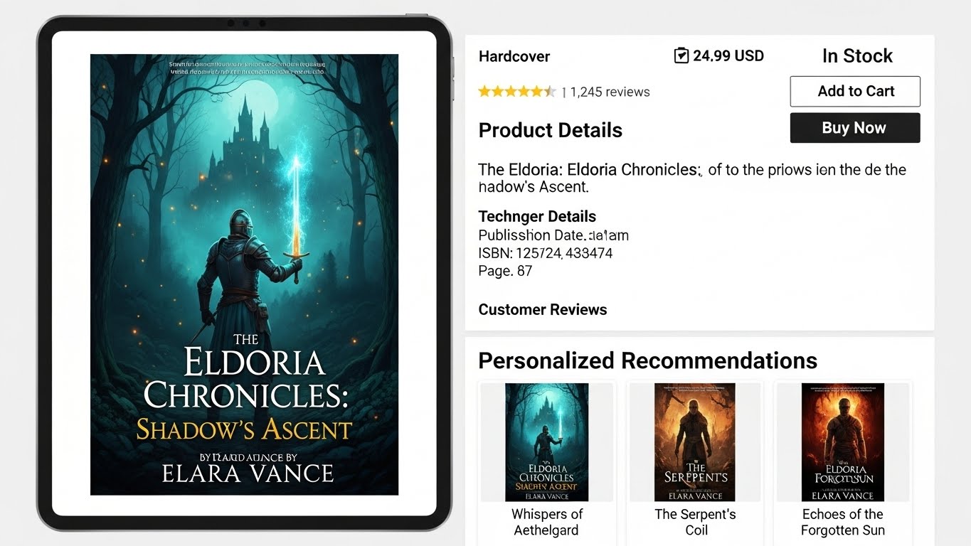 Một trang chi tiết sản phẩm s&aacute;ch với h&igrave;nh ảnh b&igrave;a s&aacute;ch chất lượng cao v&agrave; gợi &yacute; s&aacute;ch c&aacute; nh&acirc;n h&oacute;a 