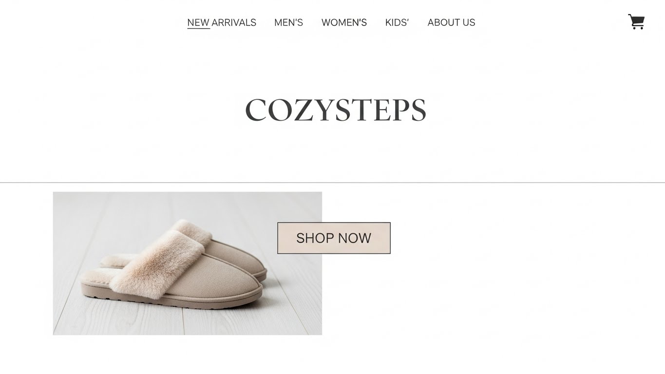 Một trang chủ website b&aacute;n d&eacute;p thiết kế theo phong c&aacute;ch tối giản 