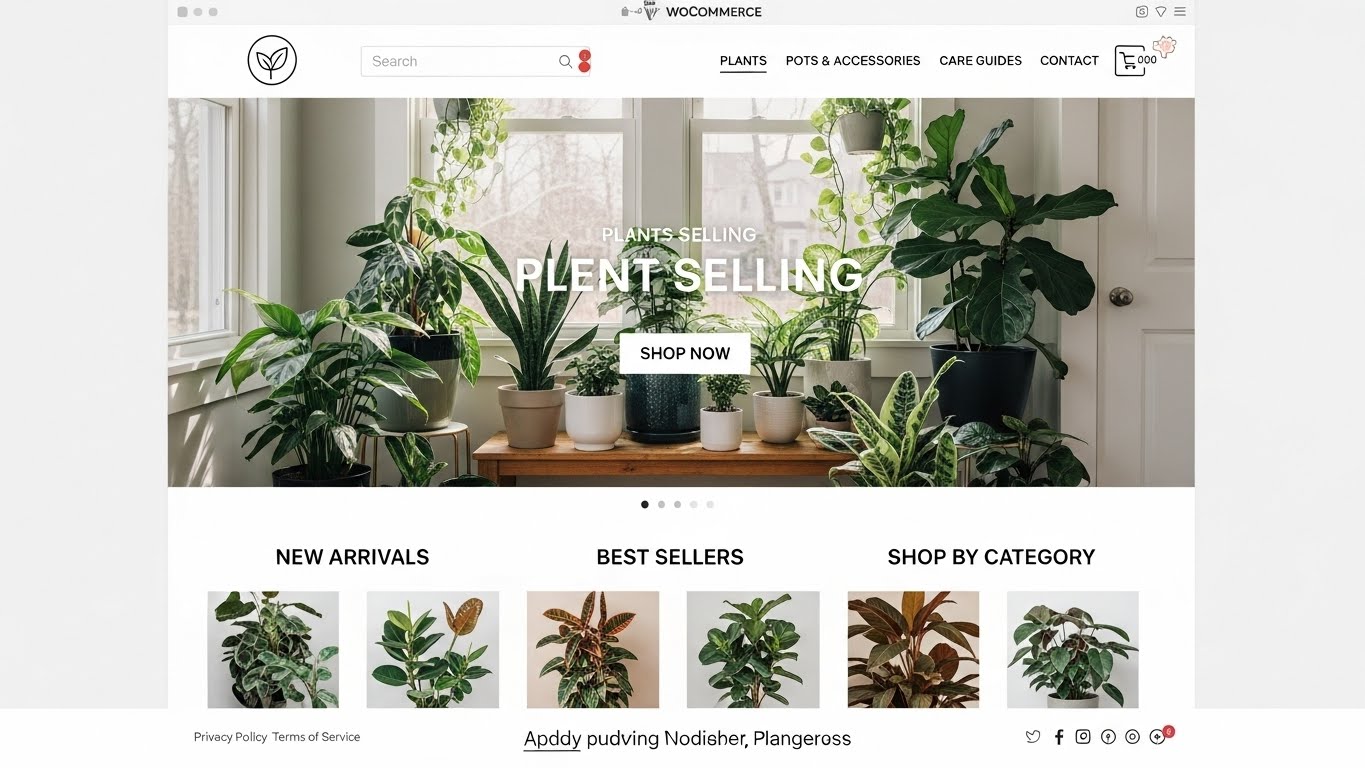 Một website bán cây cảnh được thiết kế trên nền tảng WordPress và WooCommerce