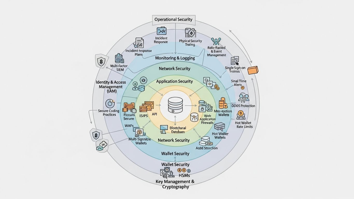 Sơ đồ kiến tr&uacute;c bảo mật nhiều lớp cho một s&agrave;n giao dịch tiền ảo 