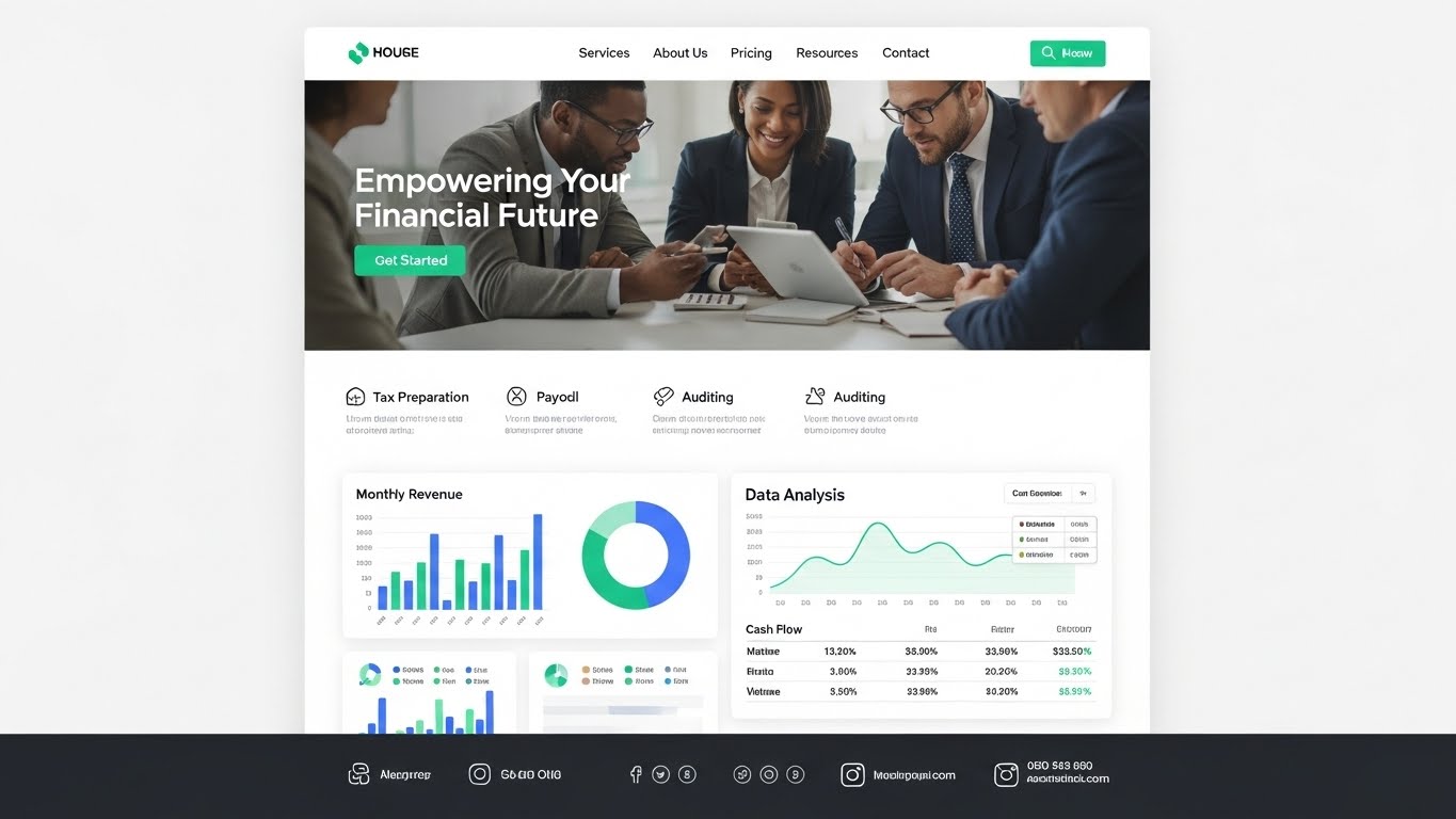 Thiết kế website kế to&aacute;n chuy&ecirc;n nghiệp với giao diện hiện đại, bảng điều khiển ph&acirc;n t&iacute;ch dữ liệu 