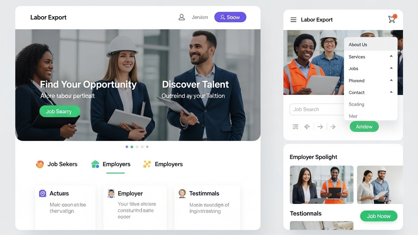 Thiết kế website XKLĐ ưu ti&ecirc;n cho di động, giao diện hiện đại 