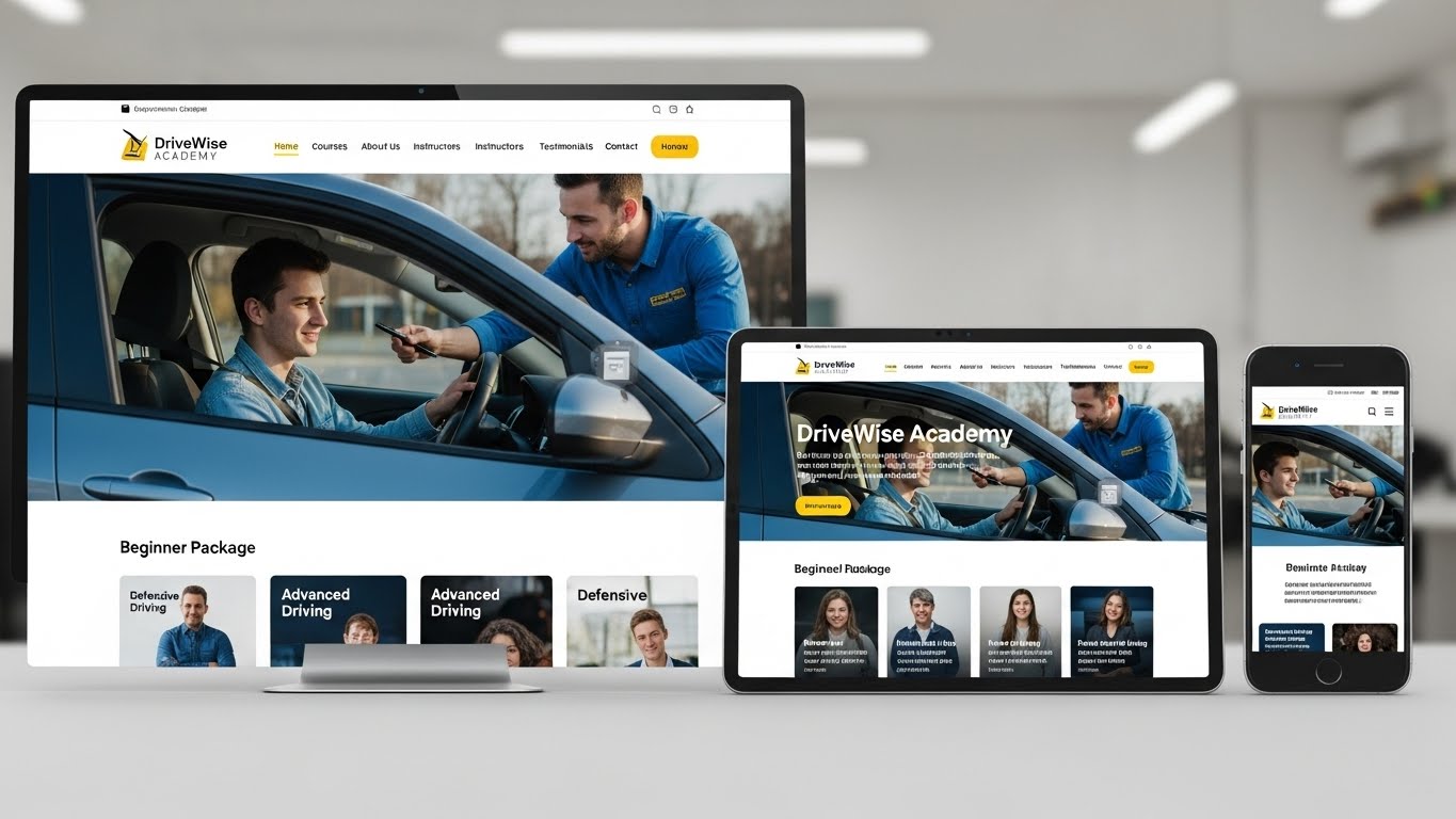 Website dạy l&aacute;i xe hiển thị tương th&iacute;ch tr&ecirc;n c&aacute;c thiết bị m&aacute;y t&iacute;nh, m&aacute;y t&iacute;nh bảng v&agrave; điện thoại. 