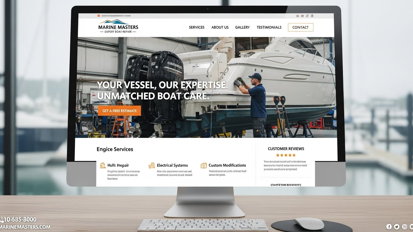 Website sửa chữa t&agrave;u thuyền chuy&ecirc;n nghiệp tr&ecirc;n m&agrave;n h&igrave;nh m&aacute;y t&iacute;nh 