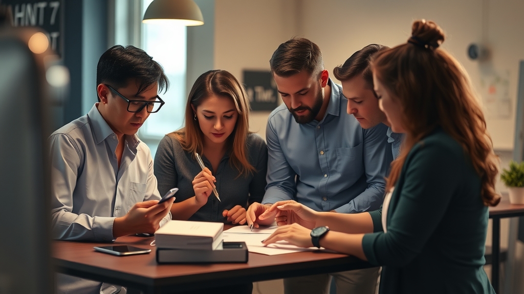Một đội ngũ đang hợp tác và trao đổi ý tưởng về thiết kế website một cách chuyên nghiệp 
