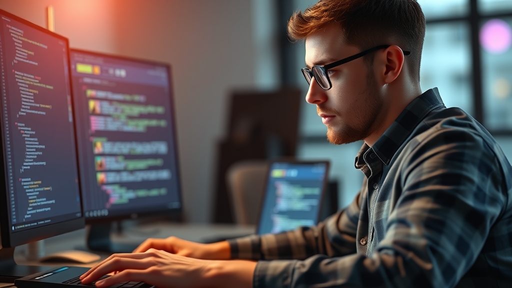 Một lập trình viên đang làm việc với code trên phần mềm Adobe Dreamweaver 
